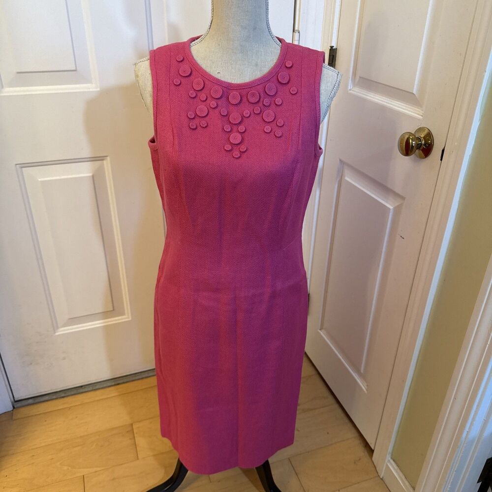 COTTON SLEEVELESS SHIFT Talbots Pink Linen Cotton Blend Shift Dress Size 6